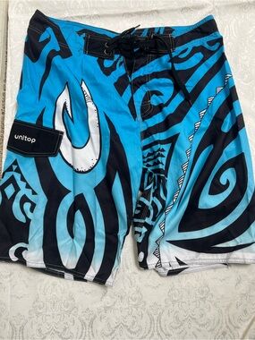 Unitop Men’s Blue & Black Tribal Swim Board Shorts